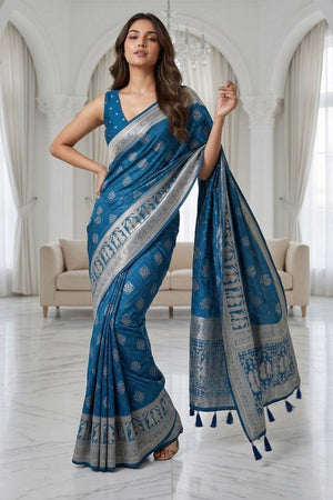 Blue Woven with Zari Work Silk Saree (ACA8703)