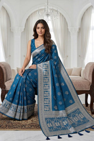 Blue Woven with Zari Work Silk Saree (ACA8703)