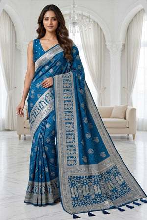 Blue Woven with Zari Work Silk Saree (ACA8703)