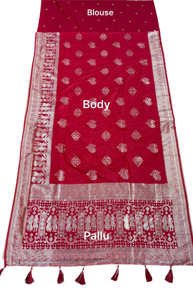 Red Woven with Zari Work Silk Saree (ACA8704)