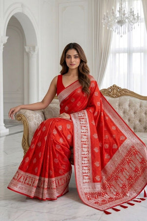 Red Woven with Zari Work Silk Saree (ACA8706)