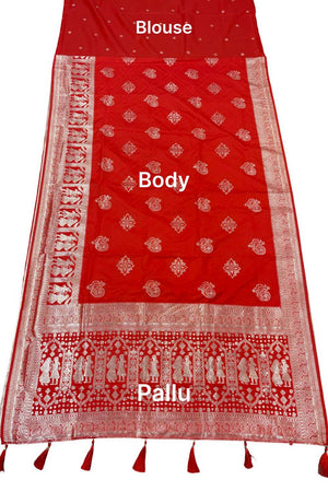 Red Woven with Zari Work Silk Saree (ACA8706)