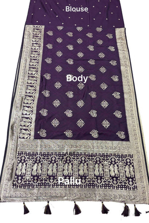 Violet Woven with Zari Work Silk Saree (ACA8707)