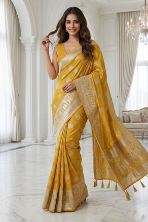 Yellow Woven with Zari Work Silk Saree (ACA8708)