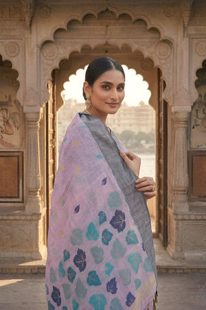 Lavender Woven Linen Saree (ACA8712)