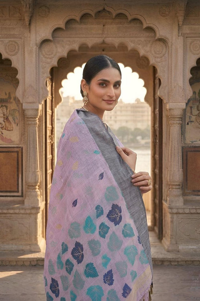 Lavender Woven Linen Saree (ACA8712)
