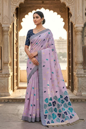 Lavender Woven Linen Saree (ACA8712)