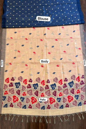 Orange Woven Linen Saree (ACA8713)