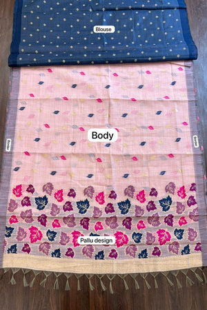 Pink Woven Linen Saree (ACA8714)
