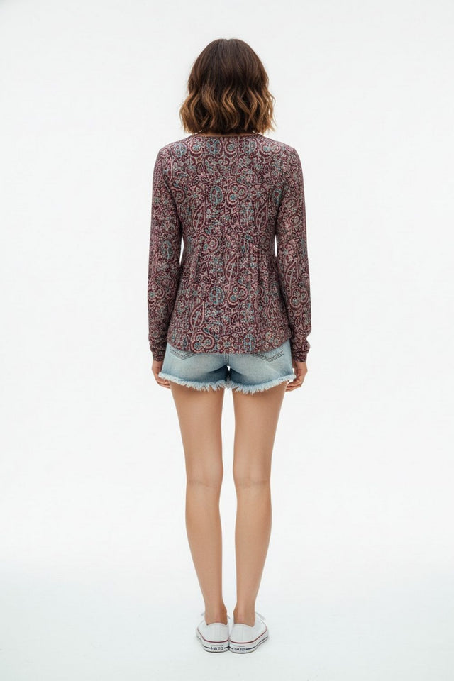 Magenta Printed Crepe Top (ACA8715)