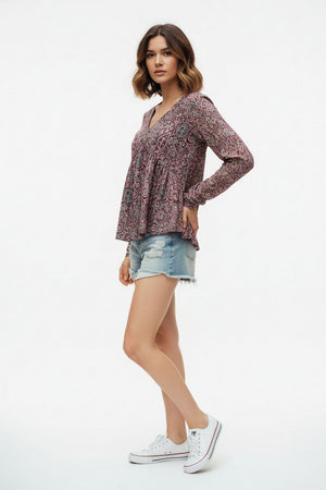 Magenta Printed Crepe Top (ACA8715)