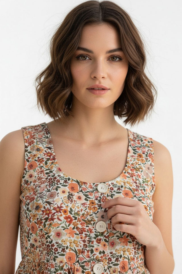 Multi-Color Floral Printed Crepe Top (ACA8717)