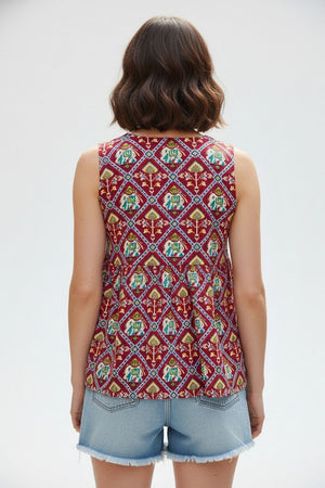 Maroon Printed Cotton Top (ACA8718)