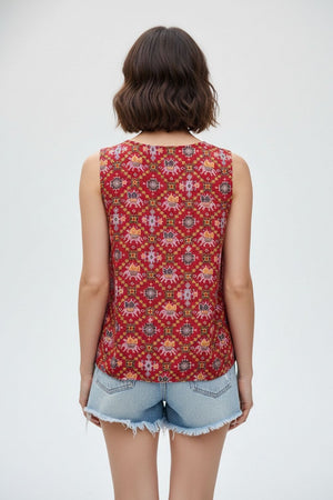 Red Printed Rayon Top (ACA8719)