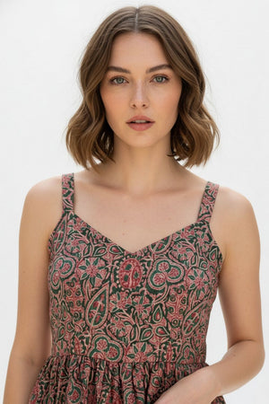 Green Printed Crepe Top (ACA8720)