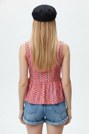 Pink Printed Crepe Top (ACA8722)