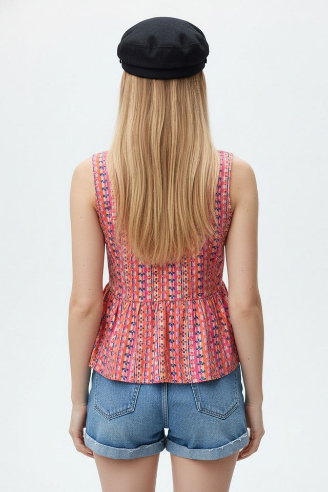 Pink Printed Crepe Top (ACA8722)