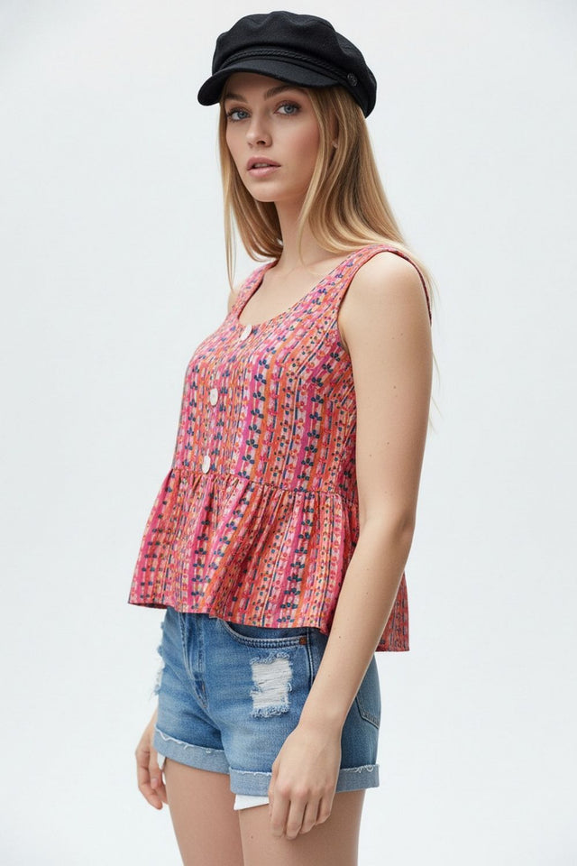 Pink Printed Crepe Top (ACA8722)