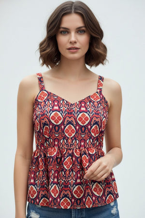 Blue Printed Crepe Top (ACA8723)