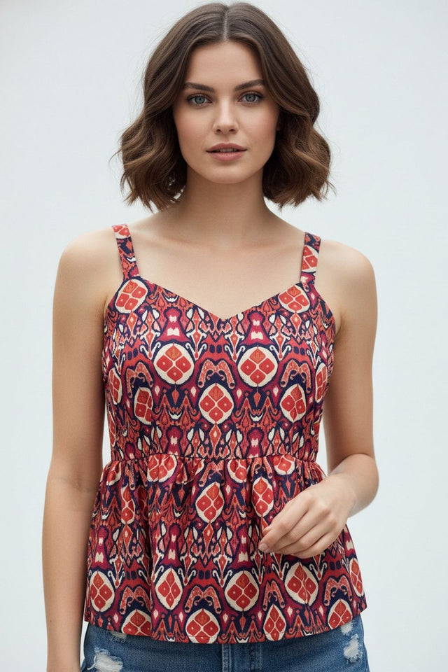 Blue Printed Crepe Top (ACA8723)