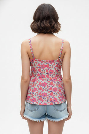 Grey Floral Printed Crepe Top (ACA8724)