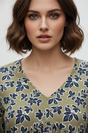 Green Printed Crepe Top (ACA8725)