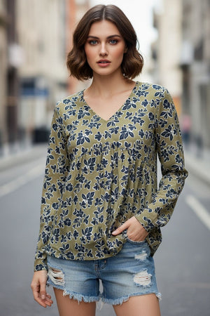 Green Printed Crepe Top (ACA8725)