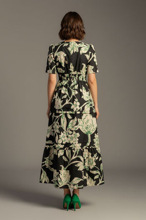 Black Printed Muslin Dresses (ACA8728)