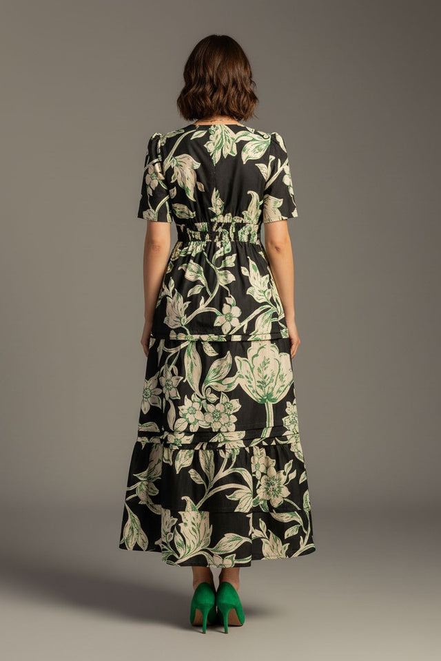 Black Printed Muslin Dresses (ACA8728)