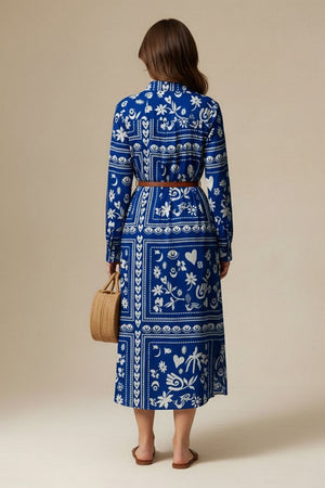 Blue Printed Muslin Dresses (ACA8730)