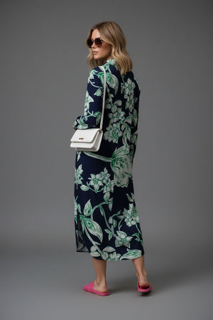 Navy-Blue Floral Printed Muslin Dresses (ACA8731)