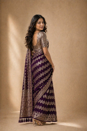 Wine Woven Georgette Saree (ACA8763)