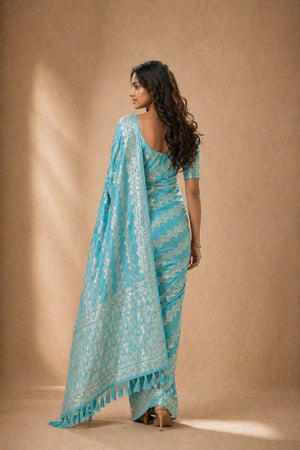 Light Blue Woven Georgette Saree (ACA8764)