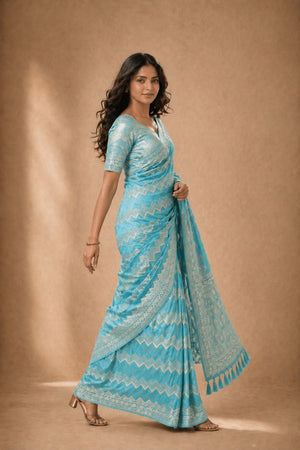 Light Blue Woven Georgette Saree (ACA8764)