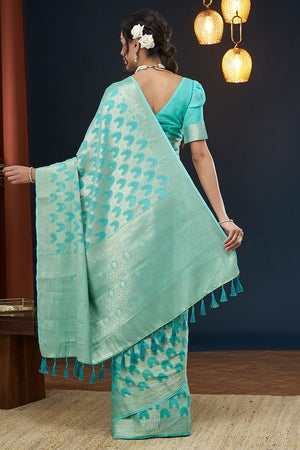 Light Blue Woven Georgette Saree (ACA8767)