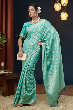 Light Blue Woven Georgette Saree (ACA8767)