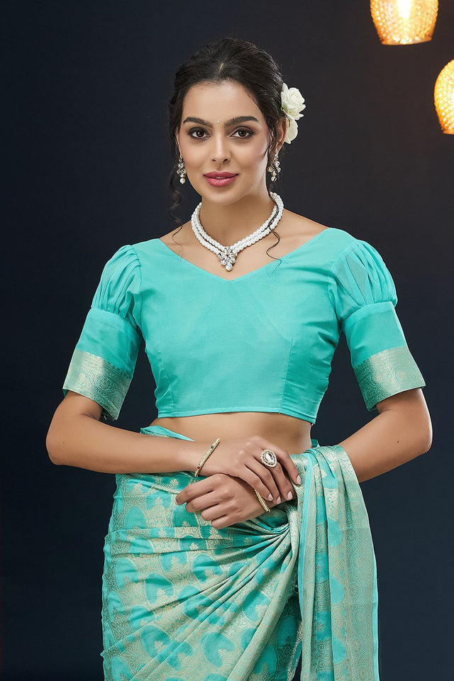 Light Blue Woven Georgette Saree (ACA8767)