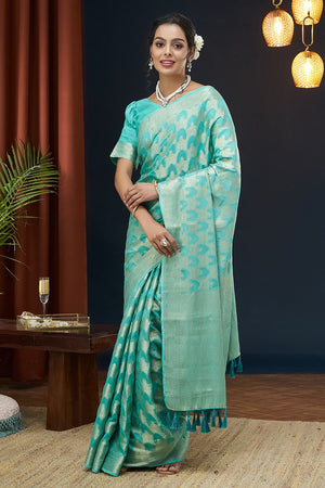 Light Blue Woven Georgette Saree (ACA8767)