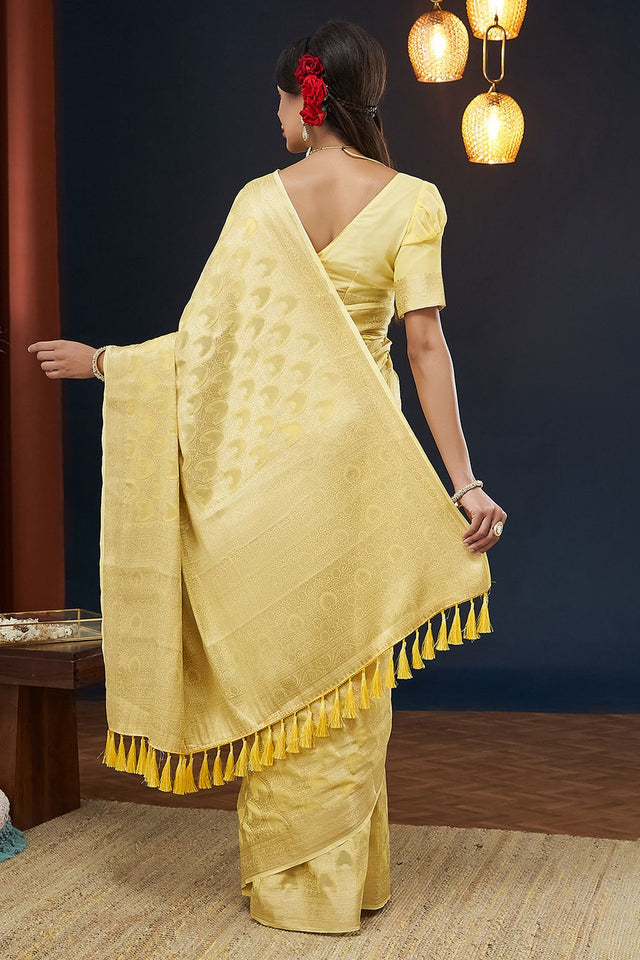 Yellow Woven Georgette Saree (ACA8768)