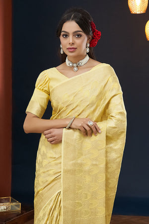 Yellow Woven Georgette Saree (ACA8768)