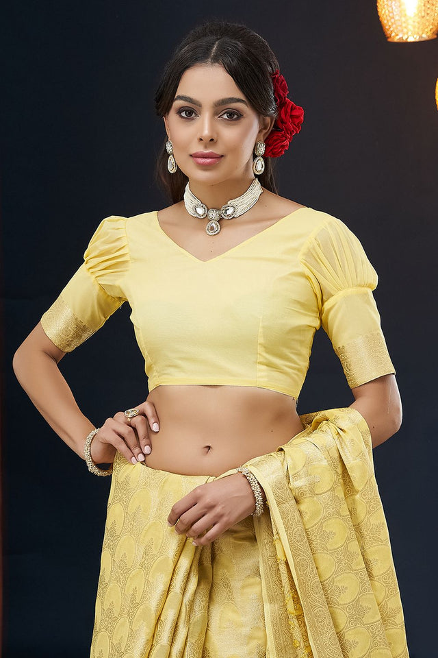 Yellow Woven Georgette Saree (ACA8768)