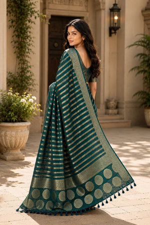Turquoise Woven Georgette Saree (ACA8769)