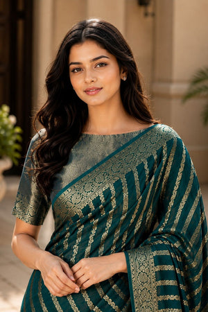 Turquoise Woven Georgette Saree (ACA8769)