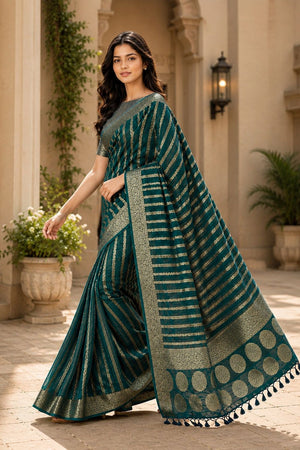 Turquoise Woven Georgette Saree (ACA8769)