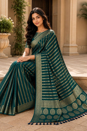 Turquoise Woven Georgette Saree (ACA8769)