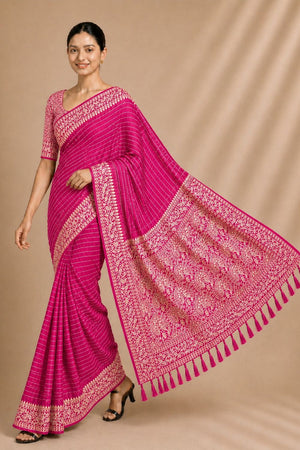 Pink Woven Chiffon Saree (ACA8772)