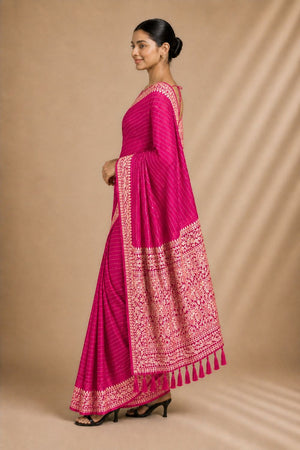 Pink Woven Chiffon Saree (ACA8772)
