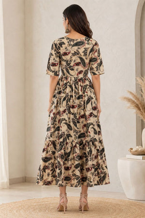 Black Printed Rayon Dresses (ACA8778)