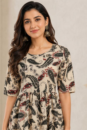 Black Printed Rayon Dresses (ACA8778)