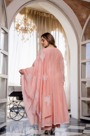 Pink Mirror Sequin Chanderi Anarkali Suit (ACA8802)